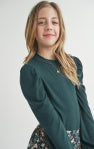 Load image into Gallery viewer, Gathered Long Sleeve Top Huner Green - Youth
