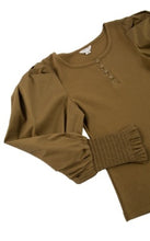 Load image into Gallery viewer, Pleated Sleeve Henley Sweater Olive - Youth