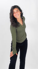 Load image into Gallery viewer, Long Sleeve Ribbed Mock Button V-Neck

