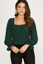 Load image into Gallery viewer, Puff Sleeve Tie Back Top - Green
