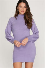 Load image into Gallery viewer, Balloon Sleeve Knit Sweater Dress