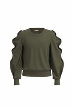 Load image into Gallery viewer, Piped Sleeve Pullover Sweater Olive - Youth