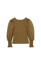 Load image into Gallery viewer, Pleated Sleeve Henley Sweater Olive - Youth