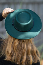 Load image into Gallery viewer, Standard Brim Felt Hat w/Black Strap - Forest Green