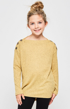 Load image into Gallery viewer, Ribbed Long Sleeve Mock Buttons - Youth (Two Colors)