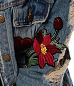 Load image into Gallery viewer, Distressed Denim Jacket w/Patches
