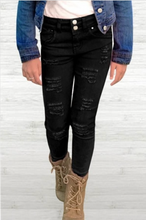 Load image into Gallery viewer, *Black Skinny Distressed Denim - Youth
