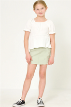 Load image into Gallery viewer, *Smocked Cinch Sleeve Top White - Youth
