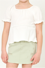 Load image into Gallery viewer, *Smocked Cinch Sleeve Top White - Youth