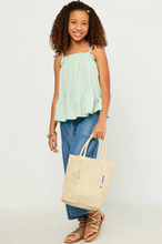Load image into Gallery viewer, *Textured Dot Ruffled Tank Mint - Youth
