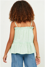 Load image into Gallery viewer, *Textured Dot Ruffled Tank Mint - Youth
