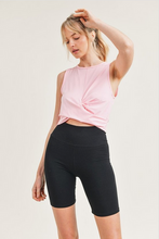Load image into Gallery viewer, Sleeveless Twist Top Pink (Long Crop)