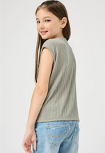 Load image into Gallery viewer, *Soft Knit Twist Front Top Olive- Youth
