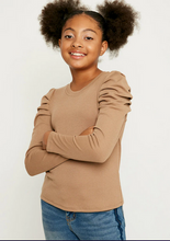 Load image into Gallery viewer, Pleated Shoulder Knit Taupe - Youth