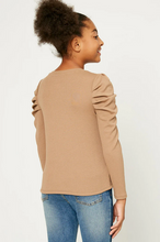 Load image into Gallery viewer, Pleated Shoulder Knit Taupe - Youth