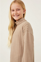 Load image into Gallery viewer, Cable Knit Turtleneck Tunic / Dress - Youth
