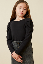 Load image into Gallery viewer, *Pleated Shoulder Knit Black - Youth