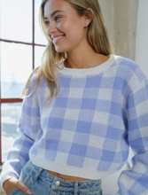Load image into Gallery viewer, Gingham Cropped Sweater - Lavender