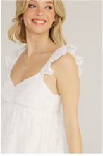 Load image into Gallery viewer, *Ruffled Sleeve Feathered Mini Dress - White
