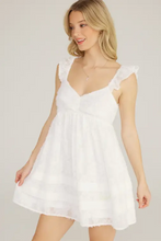 Load image into Gallery viewer, *Ruffled Sleeve Feathered Mini Dress - White