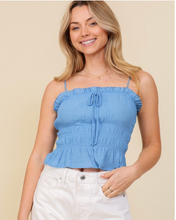 Load image into Gallery viewer, *Smocked Ruffle Trim Top - Blue