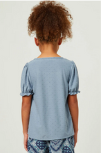 Load image into Gallery viewer, *Square Neck Swiss Dot Knit Chambray Blue - Youth