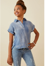 Load image into Gallery viewer, *Washed Textured Dolman Collared Top - Youth
