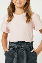 Load image into Gallery viewer, *Ribbed Knit Puff Sleeve Pink - Youth